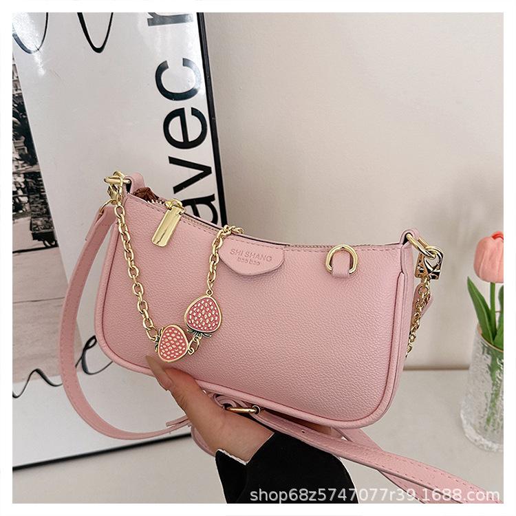 2025 New Lychee Pattern Women's Bag Armpit Bag Casual Fashion Chain Handbag Shoulder Bag Vintage Trend Commuter Bag