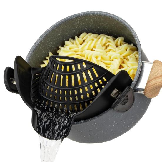 Silicone Drainer Clip-On Strainer for Pots Pans Heat Resistant Food Strainer Kitchen