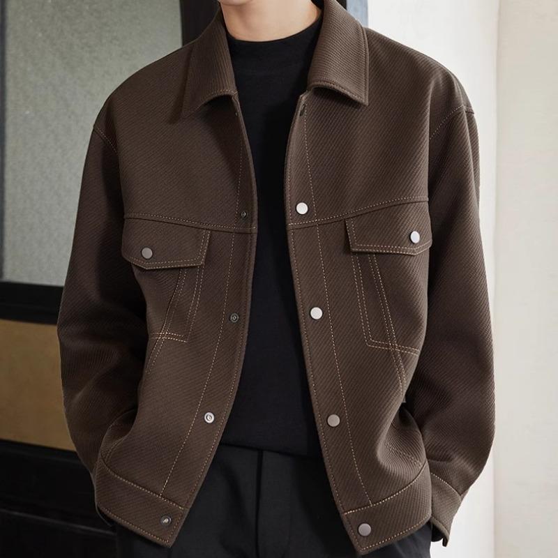 Весна и осень Мужская новая верхняя линия декоративная свободная универсальная повседневная куртка с лацканами