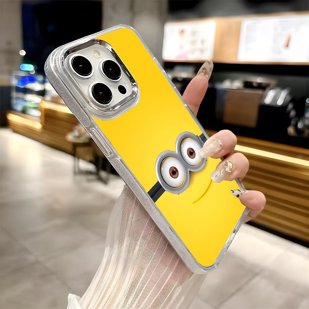 Чехол для телефона M-Minions для iPhone 17 16 15 14 13 12 11 Pro Max Xr Air Plus Силиконовый чехол Серебристый чехол с твердым корпусом