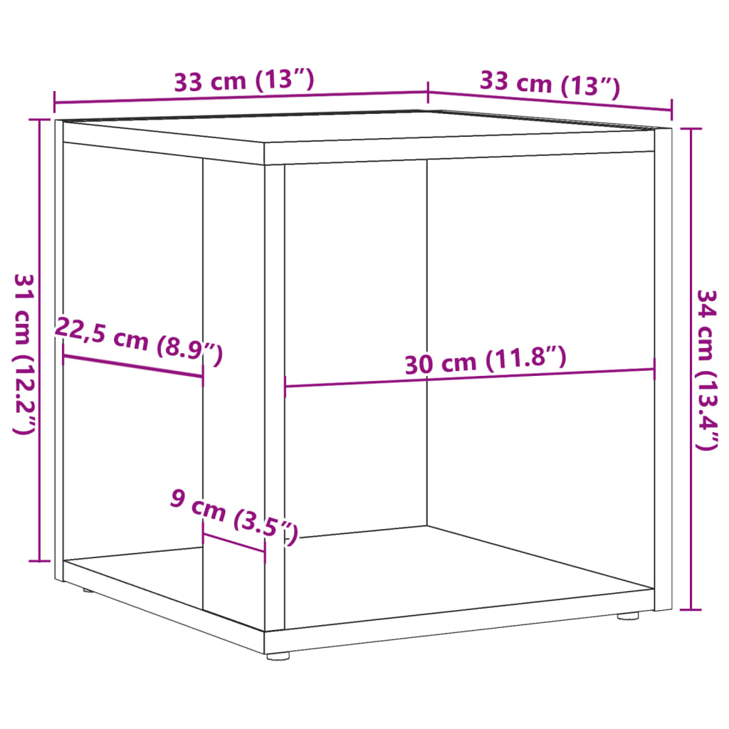 Side Table with Rustic Wood Look 33 x 33 x 34 cm Engineered Wood