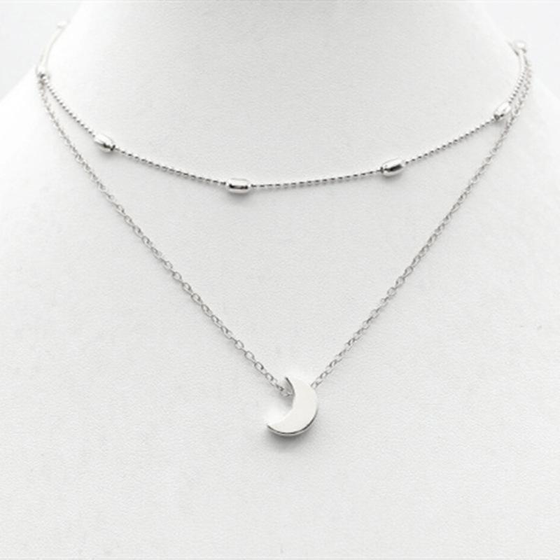 Простое и модное женское уличное ожерелье-аукцион, многослойное медное ожерелье на ключицы с подвесками в виде персикового сердца, звезды и луны