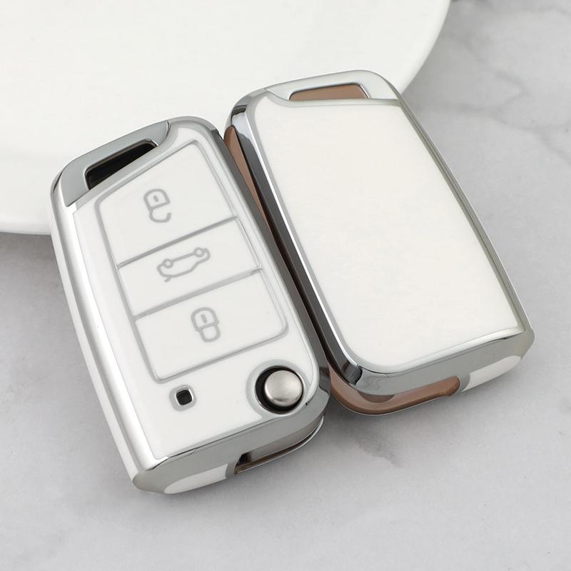 Чехол для автомобильного ключа Fob Case Shell для Volkswagen VW Polo Golf 7 MK7 Tiguan passat для Skoda Octavia Kodiaq Karoq для Seat Ateca Leon