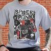SpiderPunk Хобарт Браун Графическая Футболка Серая Винтажная Потертая Футболка Мужская Фильм Паучье Вселенная Streetwear Эстетика Панк Рок Топы