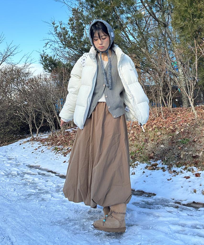 Belloel Balloon Long Skirt Brown