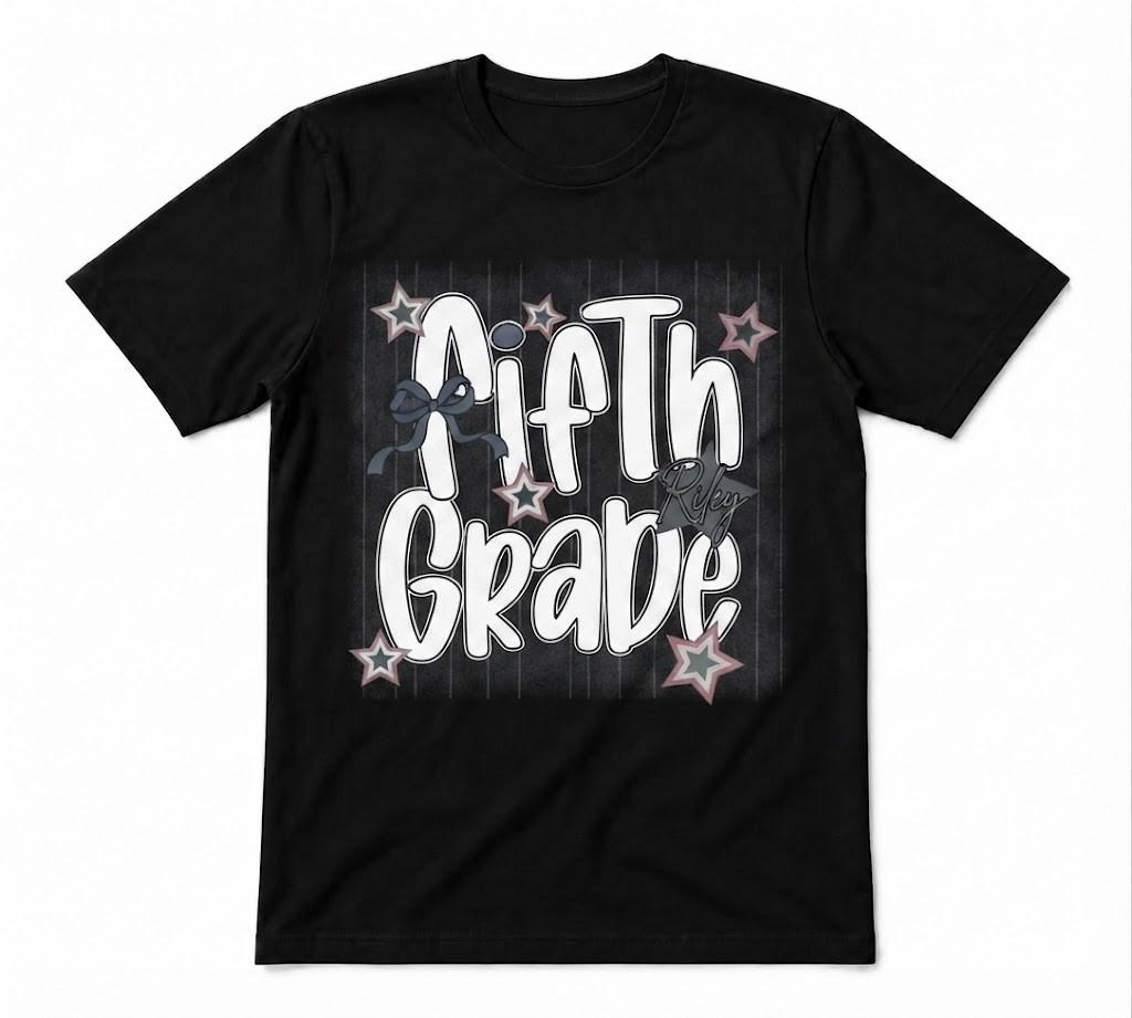 5th Grade Back To School Coquette Bow School Unisex Black T-shirt