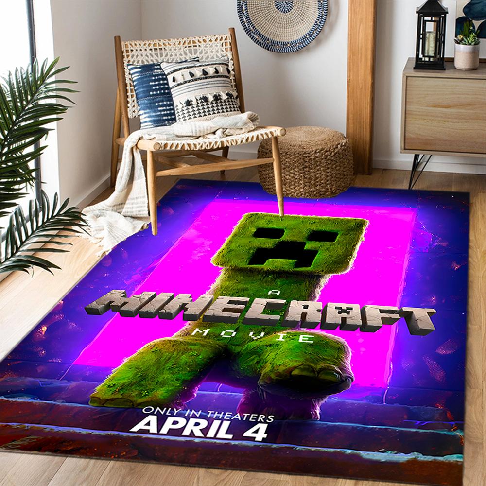 Minecraft: A Magical Journey Themed Anti-Slip Rugs - Polyester Home Decor, Suitable for Bedrooms, Living Rooms, Doorways, Studios, and Decorations