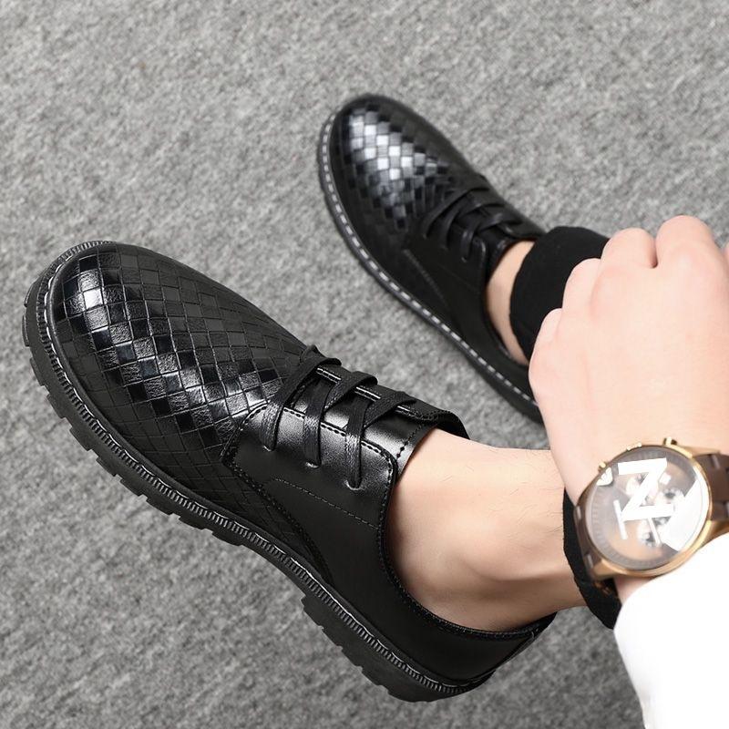 Spring and Summer Leather Shoes Men's Versatile Men's Shoes Casual Shoes Heightening Chef Shoes Black Work Shoes Martin Shoes Men