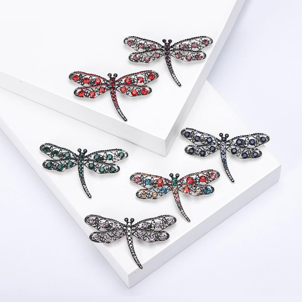Rhinestone Dragonfly Brooches for Women Unisex Glass Insect Pins Banquet Party Backpack Gifts Jewelry Accessories