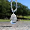 [Seki-Kira] Floating Silver Dragon Crystal Pendant, Natural Stone Crystal Necklace, 50cm, Men's, Power Stone, 553