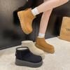Модные теплые ботинки на платформе женские новые зимние бархатные хлопковые туфли задняя молния повседневные короткие женские ботинки