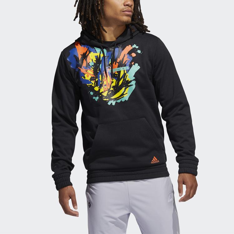 Adidas James Harden Basketball Splatter Print Fleece Hoodie Men Hoodie Black H13713