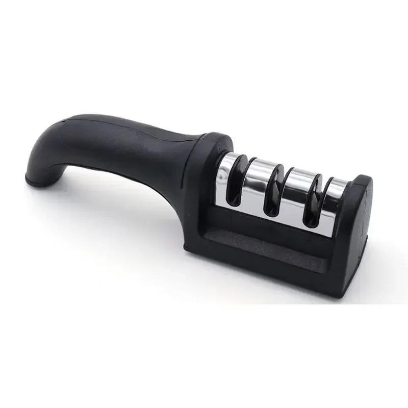 3-сегментная точилка для ножей Точилки для кухонных ножей Нержавеющая сталь Трехцелевой точильный камень для кухонных инструментов