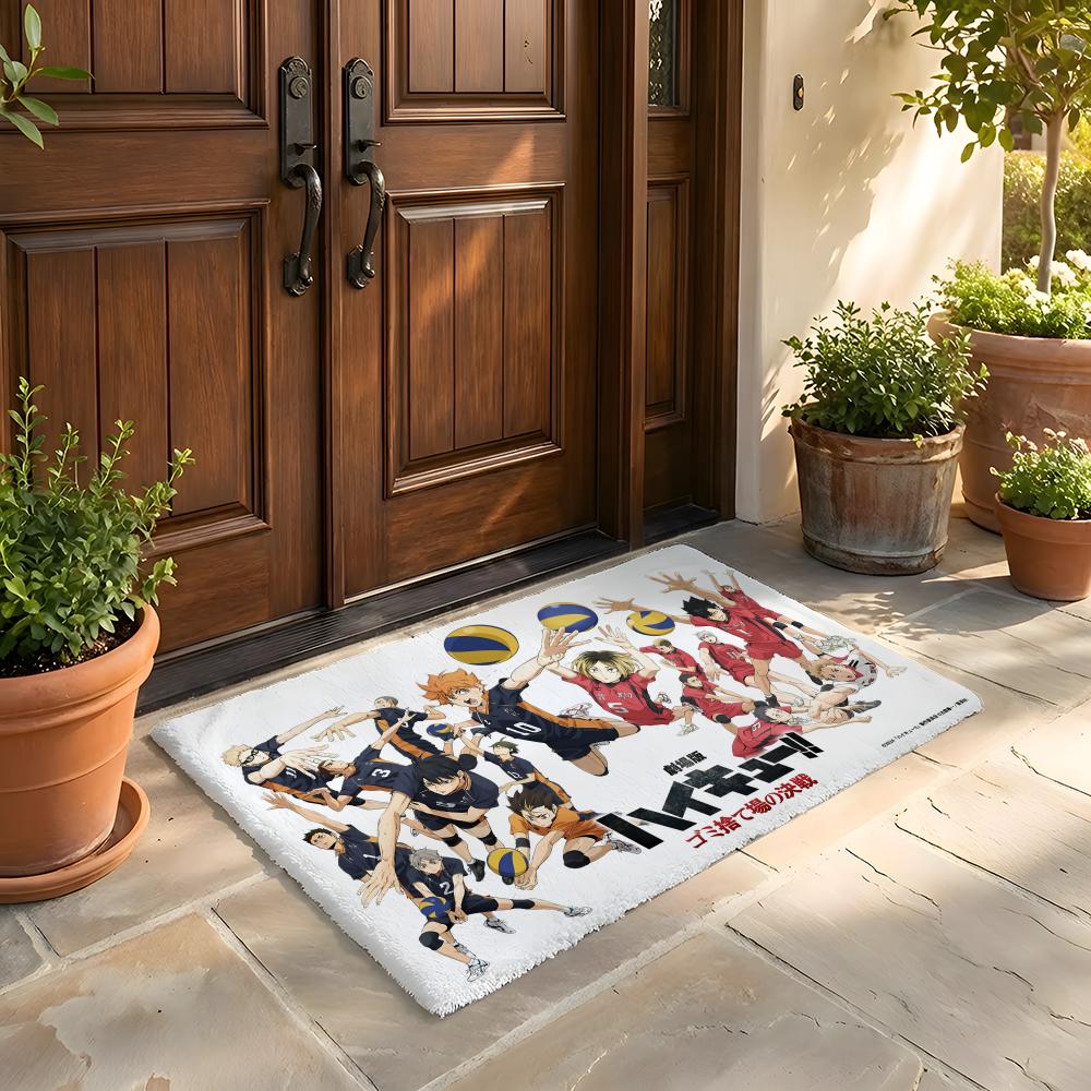Floor Mat Soft Flannel Rug Non Slip Absorbent Mat for Bathroom Bedroom Home Decor Hot blooded Anime H Haikyuu
