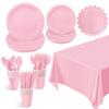 Spot Macaron Light Pink Party Arrangement Supplies Disposable Paper Plate Paper Cup Paper Towel Tableware Set
