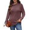 New Contrasting Turtleneck Loose Long Sleeved T-shirt Top for Women
