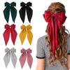 6PCS Large Elegant Ribbon Bow Hair Clip for Women Simple Solid Color Satin Ponytail Hairpins Bowknot Barrettes Hair Accessories