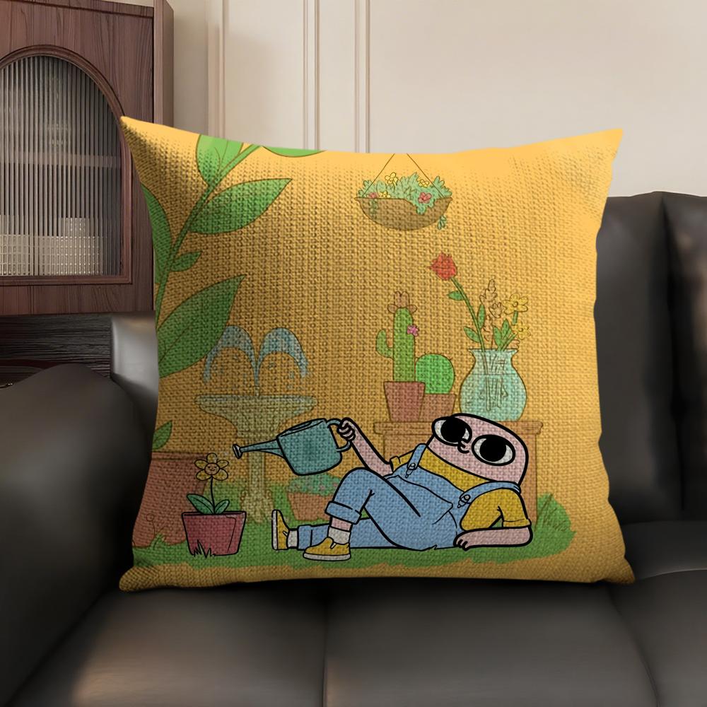 FUNNY Cartoon KKETNIPZ Cushion Cover Natural Linen Organic Fabric DoubleSided Printing Sofa Home Decor Gift Pillow Case
