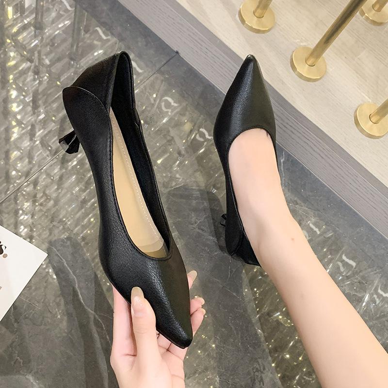 Туфли-лодочки на маленьком каблуке 3 см, женские туфли на низком каблуке, два способа носки, мягкая кожа, мягкая подошва, черные профессиональные рабочие туфли, рабочие туфли, тренд