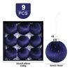 9pcs/set Flocking Velvet Christmas Balls Glitter Xmas Tree Pendant Christmas Spheres  Party Favors