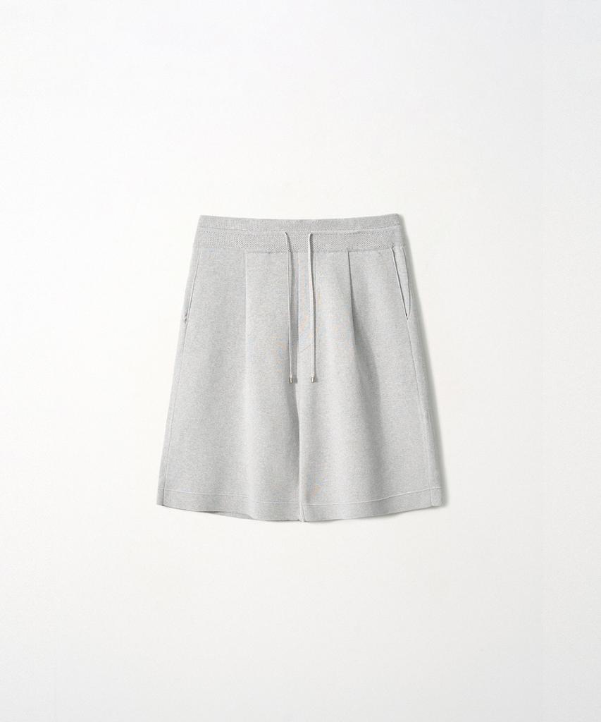 EZIO One-Tuck Knit Shorts_Light Gray
