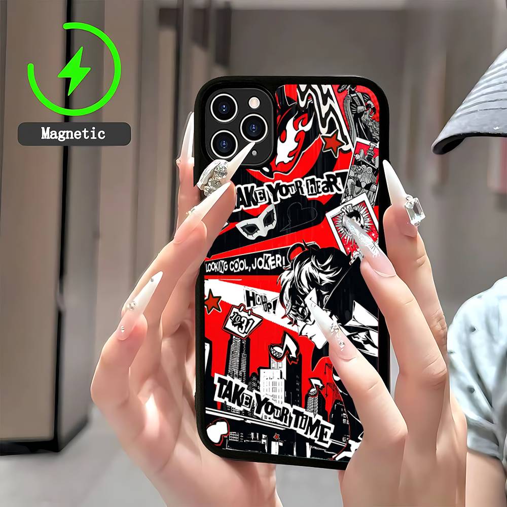 Classic Anime P-Persona 5 Magnetic Phone Case For IPhone 16 15 14 13 12 11 17 Pro Max Plus Wireless Charge Cover