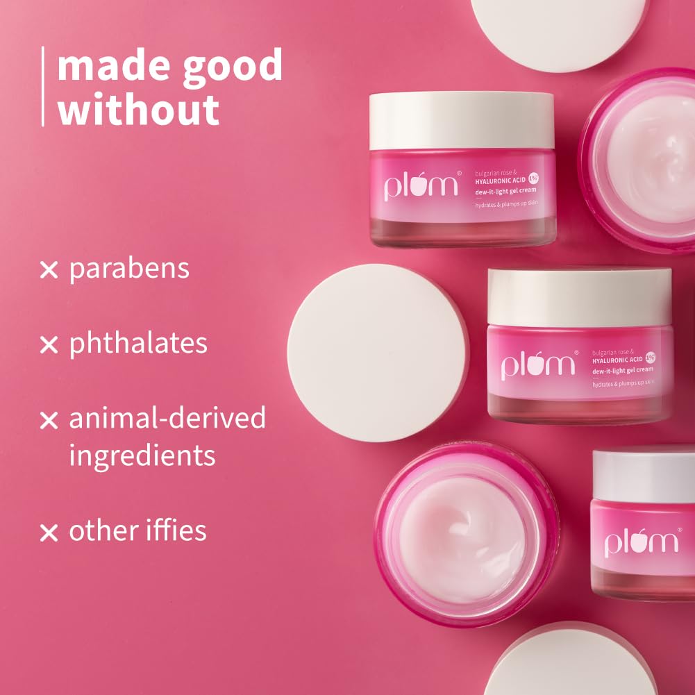 Plum Hyaluronic Acid Dew It Light Gel Moisturizer 120H Hydration Oil Free Daily Face Cream For All Skin Types 50 g