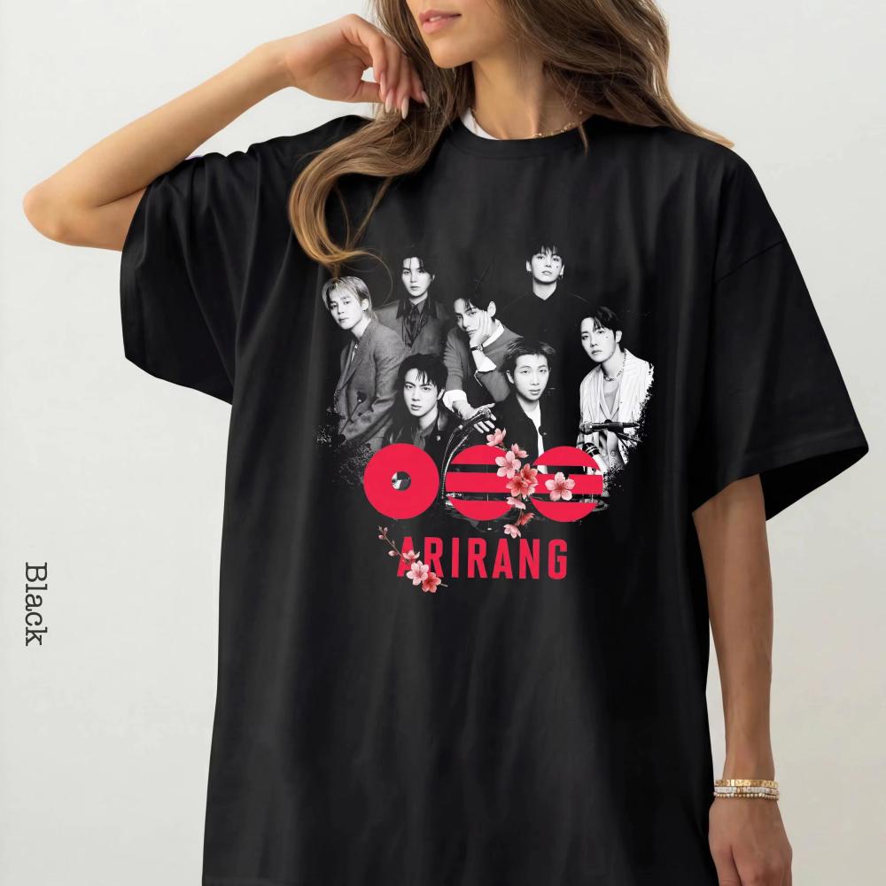 BTS 2.0 Arirang Унисекс Футболка K-pop Мальчишеская группа 2026 Мировой тур Подарок фанату Футболка Хлопок Мода Мужская Женская Уличная одежда Футболка