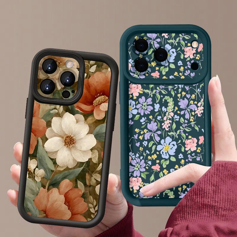 Винтажный чехол с цветочным узором для iPhone 17 Pro Max, противоударный бампер, мягкая накладка для iPhone 16 15 14 13 Pro Max 16E 17E