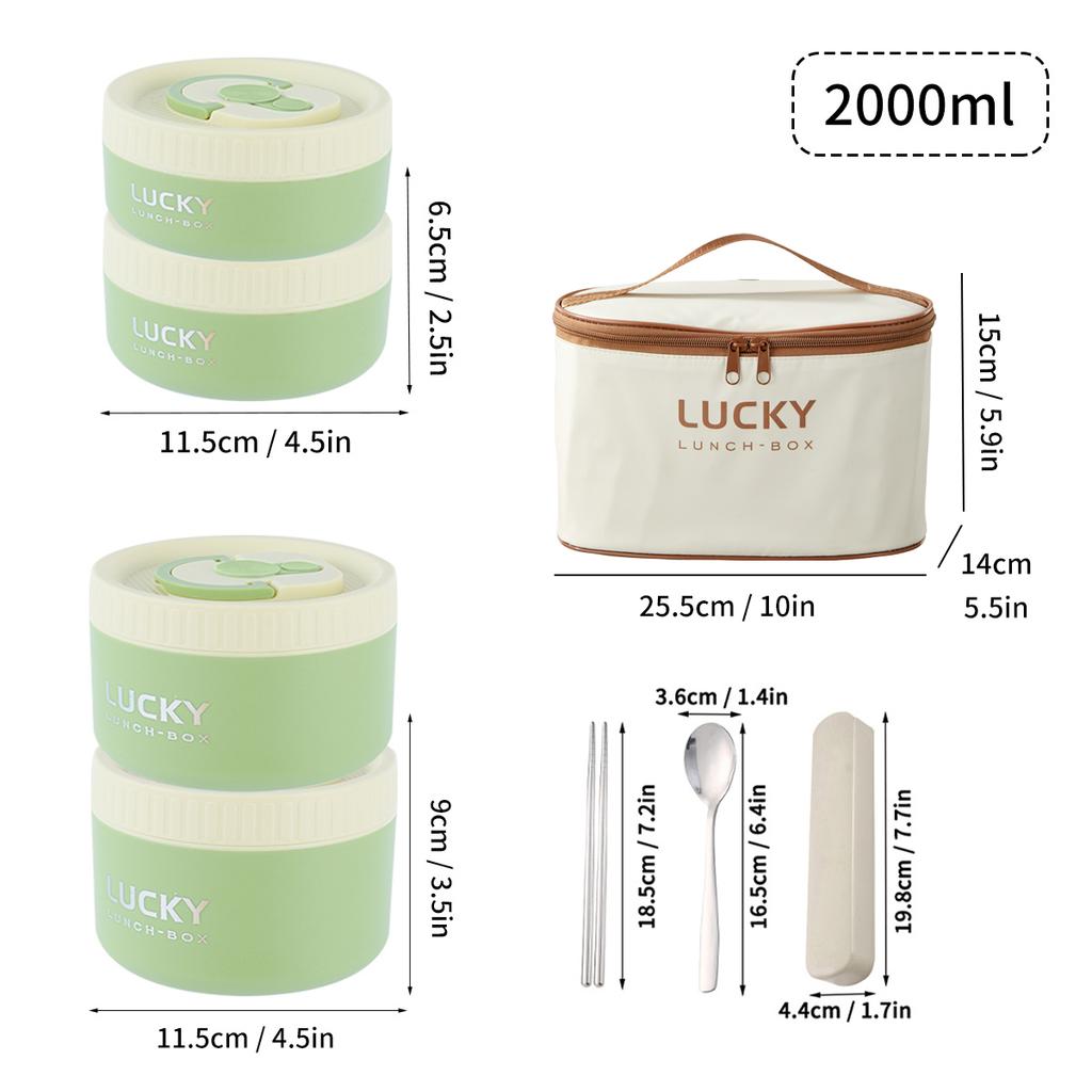 Insulated Bento Lunch Box With Tableware Microwave Safe Portable 304 Stainless Steel Food Storage Container Stackable