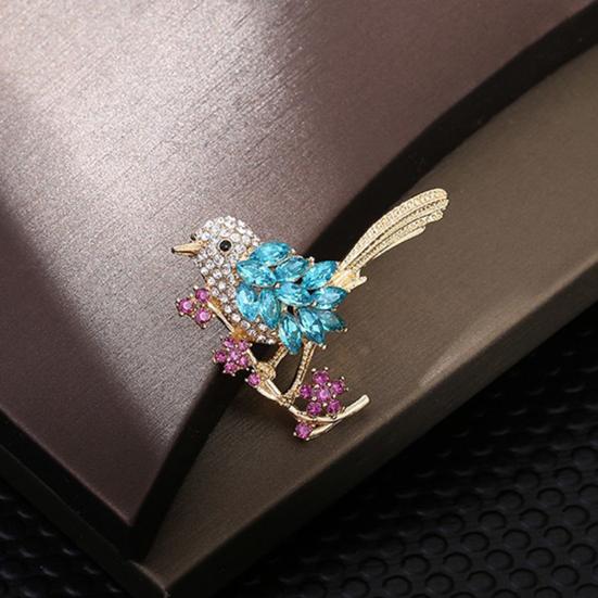 Chinese Style Brooch Pin Sparkling Rhinestones Magpies Bird Shape Lapel Pin Suit Coat Dress Jewelry Gift