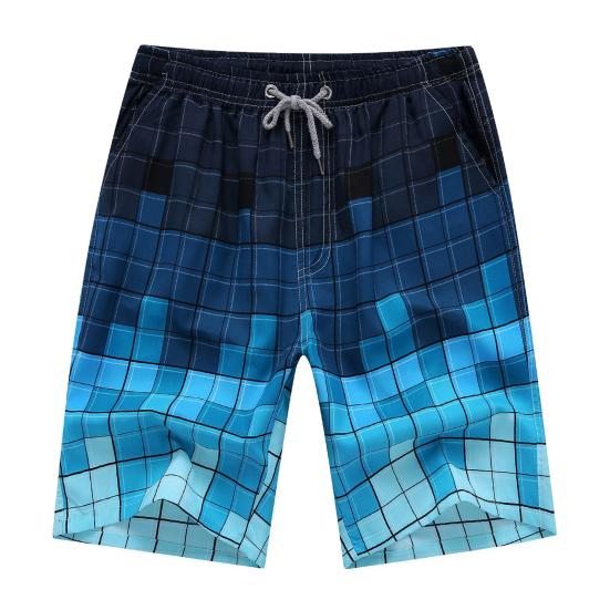 Cool Elastic Waist Deep Crotch Print Breathable Men Swimwear for Adult Trunks