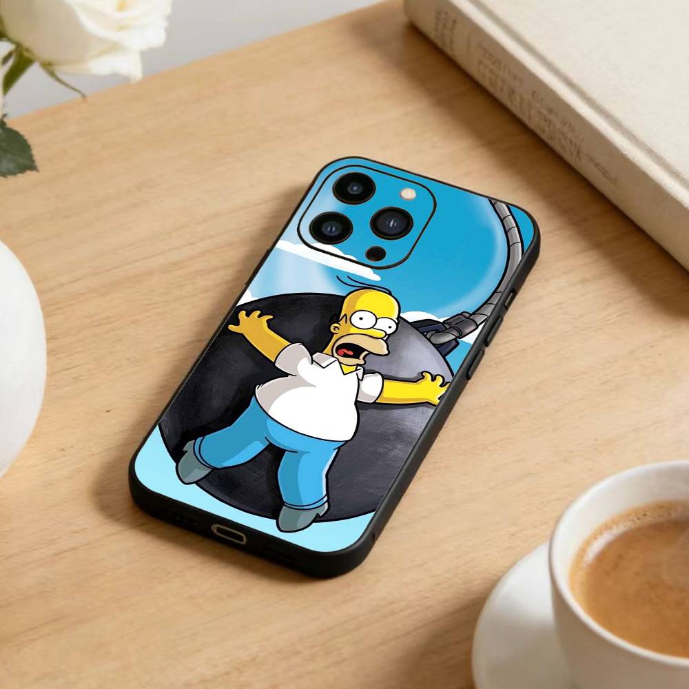 Мультяшный чехол для телефона The D-Simpsons для iPhone 17 16 15 14 13 12 Max Plus Силиконовый Черный Чехол