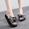 Fashion Female Summer Fashion Handmade Bow Slippers Women's Non-Slip Wedge Heel Shoes Casual Breathable Beach Slippers Shoes