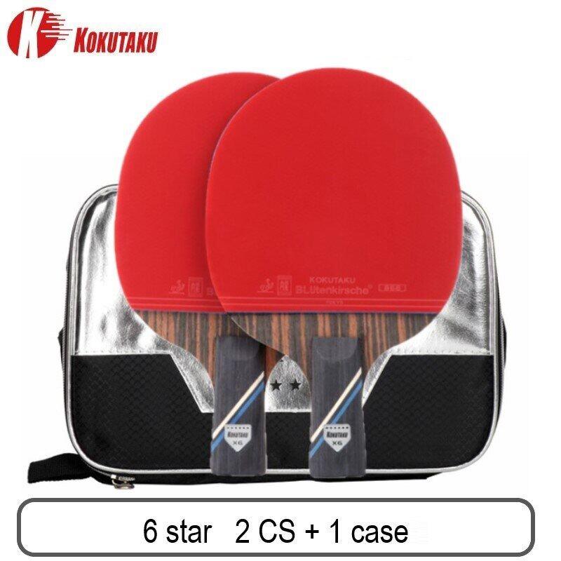 KOKUTAKU ITTF Approved Professional 4/5/6 Star Ping Pong Racket Carbon Table Tennis Racket Bat Paddle Set Pimples In Rubber with Bag