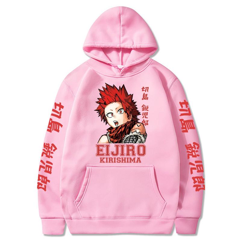 Kawaii Eijiro Kirishima My Hero Academia Мужская одежда Harajuku Толстовки Аниме Принты С капюшоном Осень Зима Уличная одежда