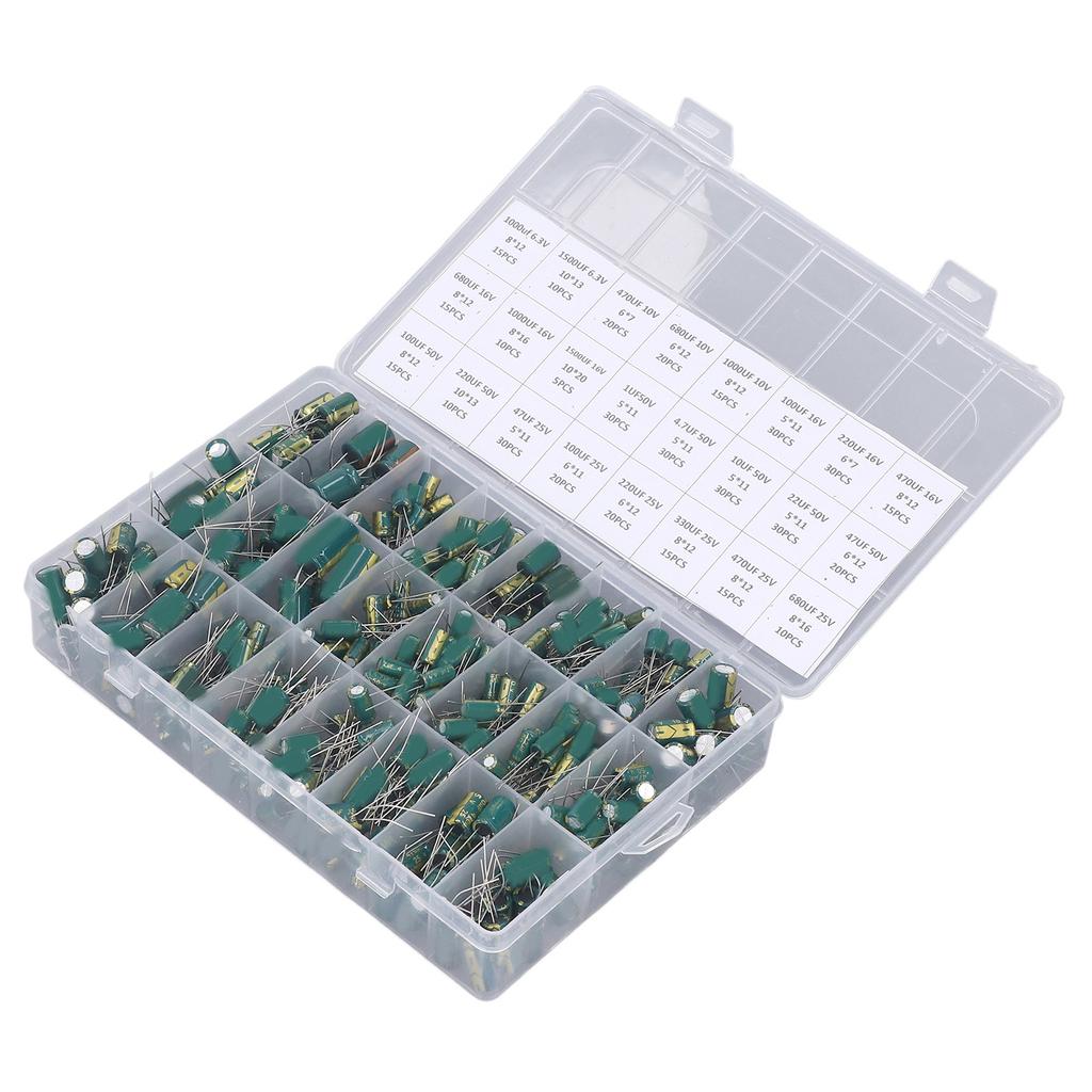 Набор электролитических конденсаторов 460 шт. В ряд Алюминиевые электролитические конденсаторы Набор ассорти 6,3 В‑50 В Зеленый