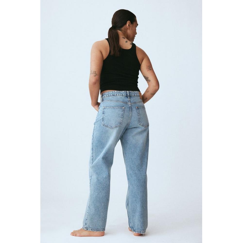 H M 90s Low Rise Baggy Jeans ligHt deniM Blue