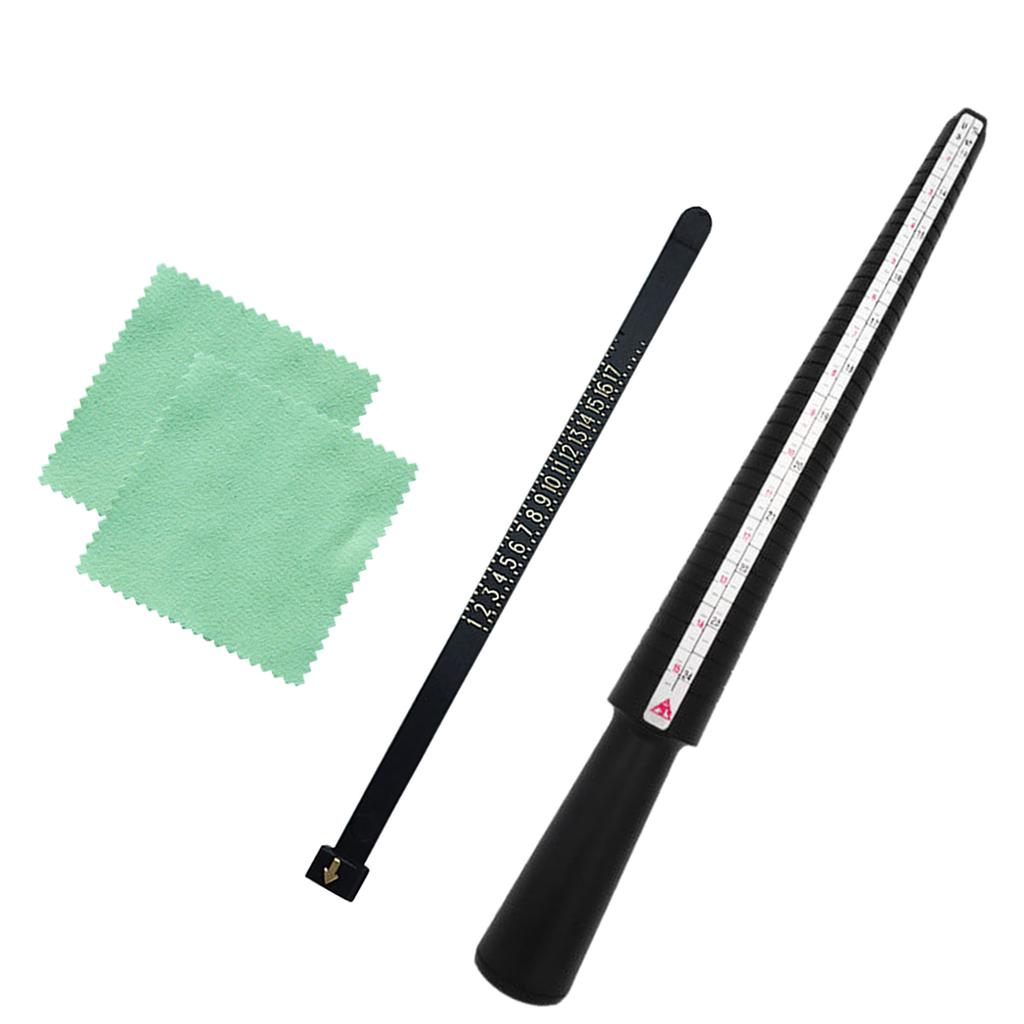 Set of 4 Finger Measurement Tools Practical Rings Sizer Measuring Scales Precise Finger Sizer Set with Cloth Sponge