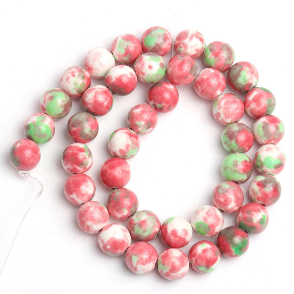 1 нить/пакет 6/8/10 мм натуральный дождь цветок яшма каменная бусина разноцветные круглые свободные бусины для ювелирных изделий DIY серьги изготовление браслетов аксессуары