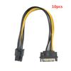 New 10Pcs Lot SATA 15 Pin To 6pin Male Power Cable Video Card PCI-E PCIE PCI Express