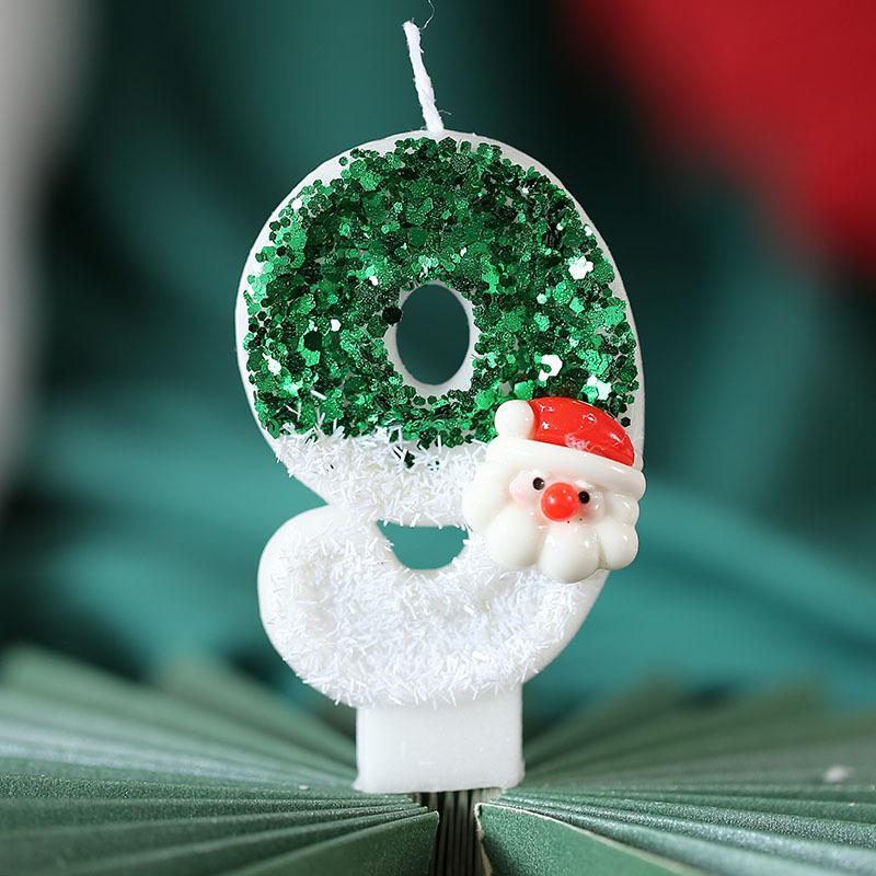 Christmas Happy Birthday Candles for Cake Decorating Supplies Unscented Number Candles Cake Topper Decorations
