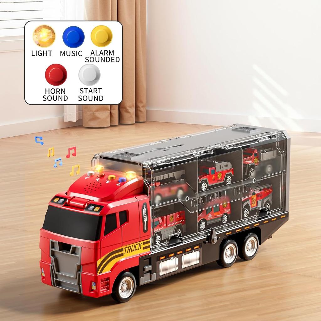 Набор игрушек для мальчиков-малышей «Строительные машины» с игровым ковриком и литой игрушечной машиной, грузовик-транспортер для детей, подарки на день рождения, игрушки для 3-8 лет