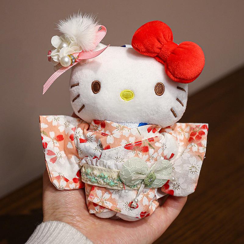 Плюшевые игрушки Hello Kitty 15 см Котенок Китти Мягкая подвеска Брелок Кавайные игрушки Коллекция Хобби Игрушки для Декора Очаровательные Подарки на День Рождения