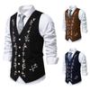Men's Slim Fit Suit Vest Male Corduroy Waistcoat Gilet Homme Casual Light Luxury Embroidered Sleeveless Formal Business Jacket