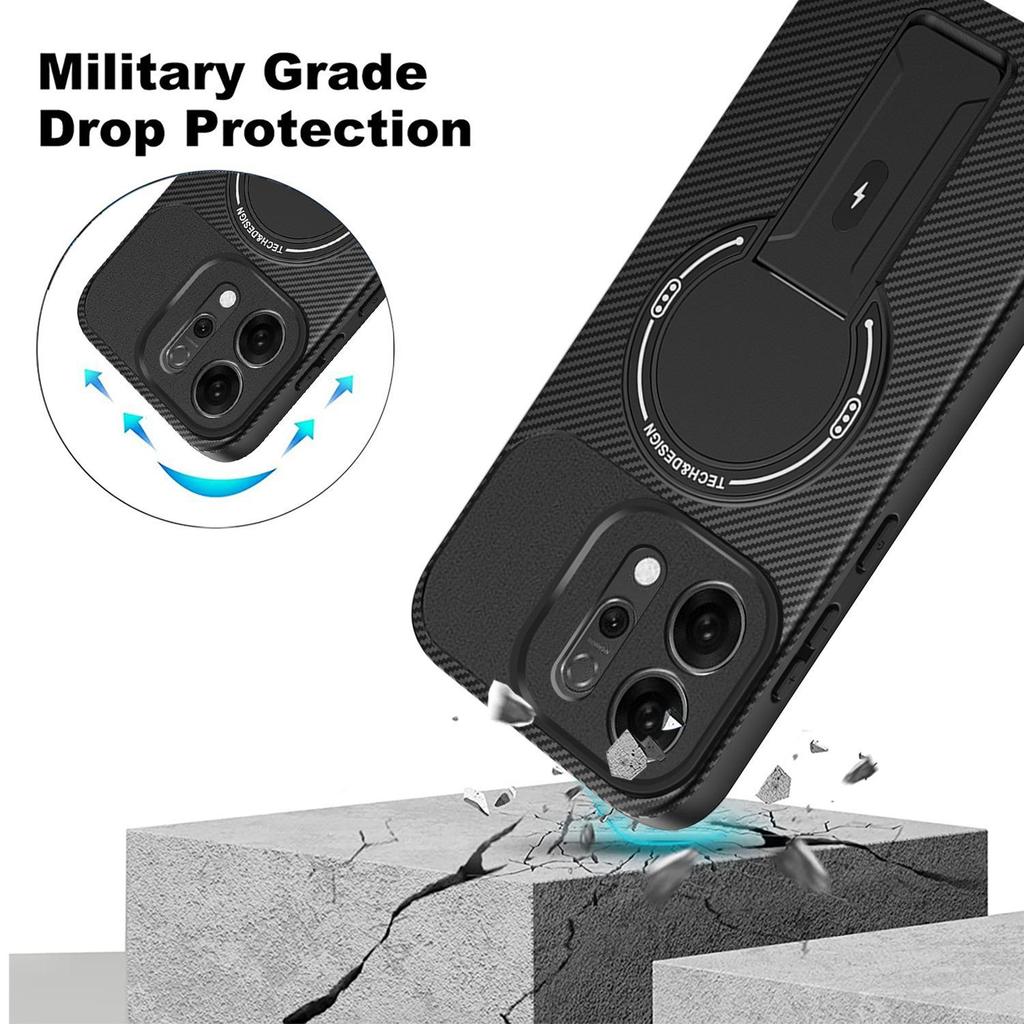 Магнитный чехол-подставка из углеродного волокна OPPO Reno для Reno14PRO, 14F, 13F, 12, A6PRO, A5X, A3X