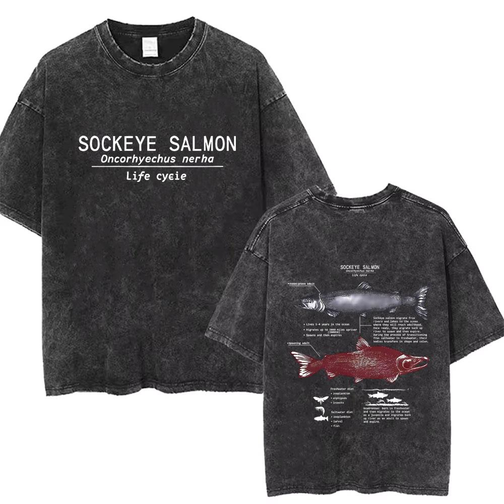 Marine Animals Humpback Whale Anatomy Vintage Washed Tshirt Men Women Fashion Casual Oversized T Shirts Male Soft Cotton Tshirt