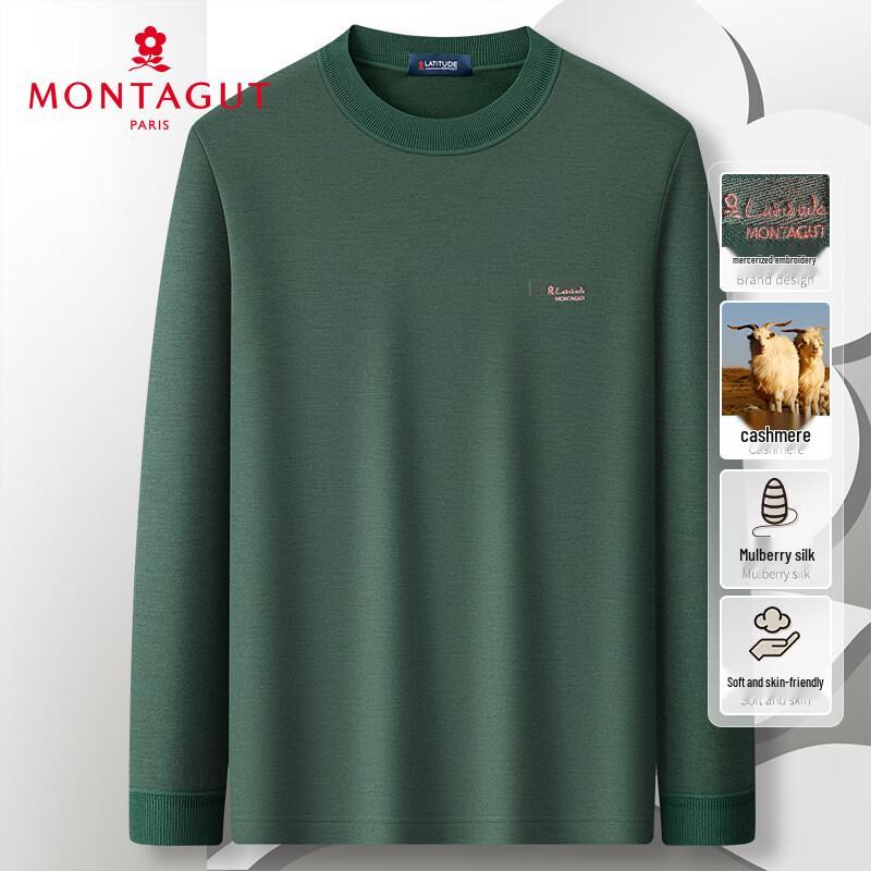 MONTAGUT Men's Luxury Cashmere Blend Long Sleeve Knit Shirt
