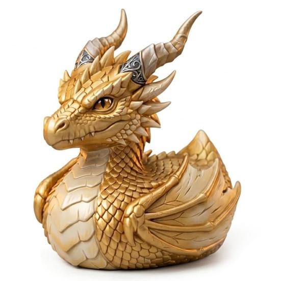 Mythical Creature Desk Accessory Dark Fantasy Dragon Collectible Duck, Gothic Resin Statue for Home Decor, Hand-Painted Ornament Figurine, Medieval