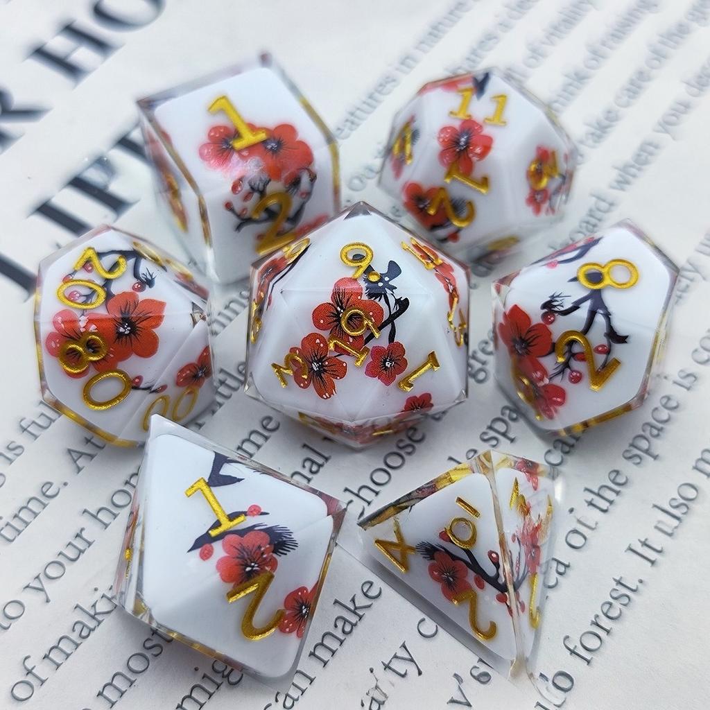 Набор острых смоляных кубиков из 7 штук Кубики с декалями внутри кубиков Sulu Run Настольная игра Dungeons & Dragons Кубик D20